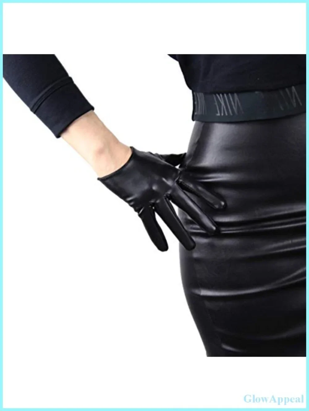 Women's Faux Leather Half Gloves 16cm/6